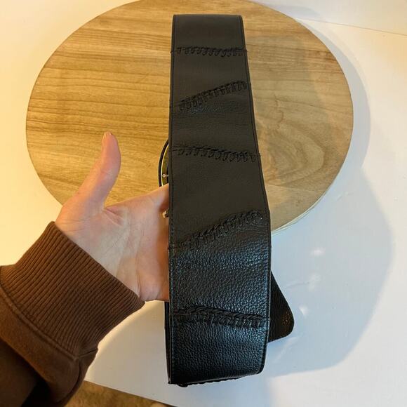 Chi Designed by Carlos Falchi Black Genuine Leather Snake Skin Belt Free Size - Picture 4 of 14